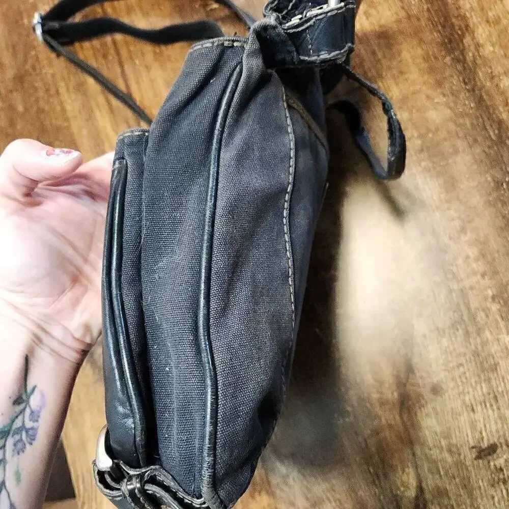 Fossil Lizette Leather and Canvas Messenger Bag